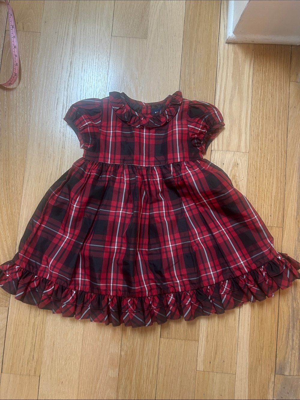Ralph Lauren Red Plaid Ruffle-Hem Dress holiday